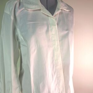 Lizsport White Blouse W/ long Sleeves Size Med